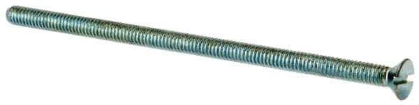 Value Collection - #8-32 UNC, 3-1/2" OAL Slotted Drive Machine Screw - Flat Head, Grade J82 Steel, Zinc-Plated Finish, Without Washer - All Tool & Supply