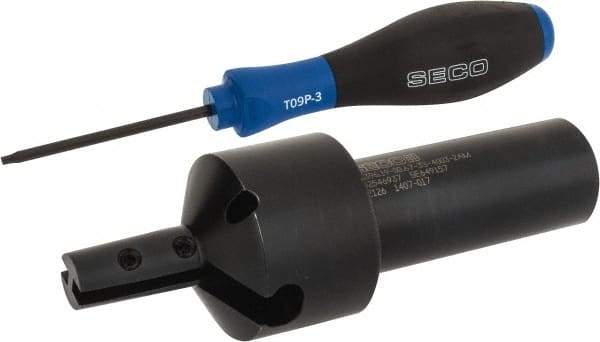 Seco - 0.67" Cut Diam, 0.98" Max Depth of Cut, 1" Shank Diam, Indexable Thread Mill - 40mm Insert Size, 2 Inserts, Toolholder Style R396.19, 4.55" OAL - All Tool & Supply