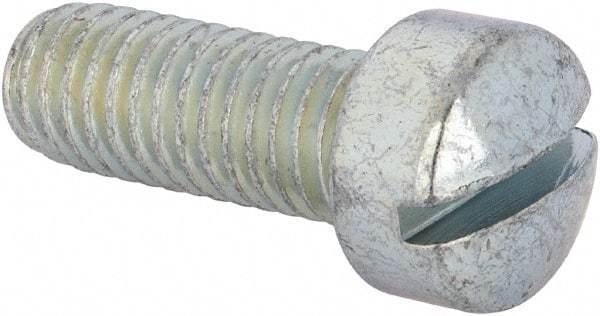 Value Collection - 3/8-16 UNC, 1" Length Under Head Slotted Drive Machine Screw - Fillister Head, Grade J82 Steel, Zinc-Plated Finish, Without Washer - All Tool & Supply