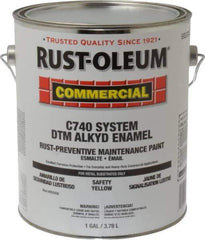 Rust-Oleum - 1 Gal Yellow Gloss Finish Alkyd Enamel Paint - 278 to 509 Sq Ft per Gal, Interior/Exterior, Direct to Metal, <400 gL VOC Compliance - All Tool & Supply