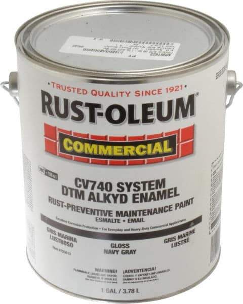 Rust-Oleum - 1 Gal Navy Gray Gloss Finish Alkyd Enamel Paint - 278 to 509 Sq Ft per Gal, Interior/Exterior, Direct to Metal, <100 gL VOC Compliance - All Tool & Supply