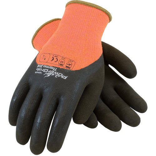 ‎41-1475/XL Insulated Seamless Knit - PowerGrab Thermo - HV Orange Acrylic Terry Shell - 3/4 Dip Latex MF Grip