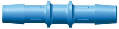 Made in USA - 1/2" Barb, Kynar Single Barbed Tube Straight Coupler - Blue, Male - All Tool & Supply