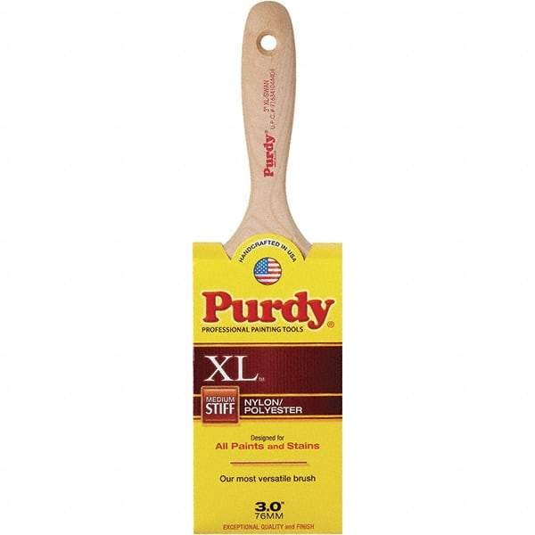 Purdy - 3" Flat Synthetic General Purpose Paint Brush - 3-7/16" Bristle Length, 6" Wood Beavertail Handle - All Tool & Supply