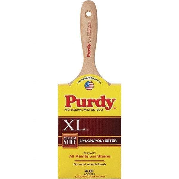 Purdy - 4" Synthetic General Purpose Paint Brush - 3-15/16" Bristle Length, 6" Wood Beavertail Handle - All Tool & Supply