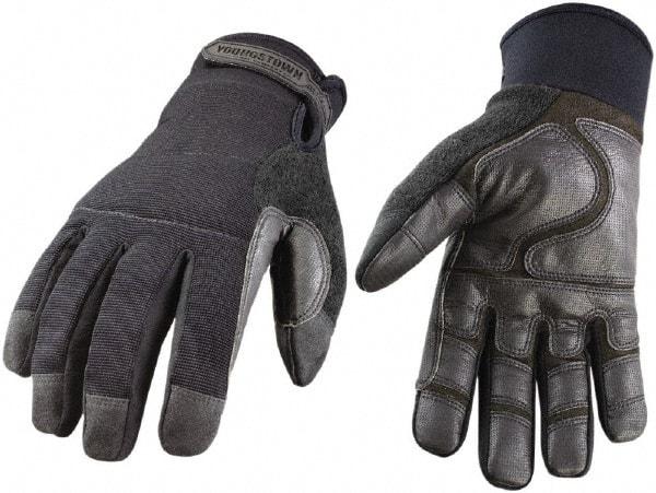 Youngstown - Size S (7) Synthetic Leather/Microfleece Waterproof & Cold & Heat Protection Work Gloves - For General Purpose, Uncoated, Hook & Loop Cuff, Full Fingered, Stealth, Paired - All Tool & Supply