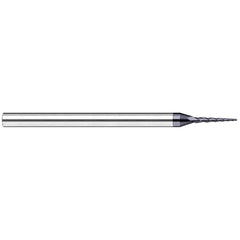 Harvey Tool - 10° per Side 0.06" Small End Diam 0.6" LOC 3-Flute Solid Carbide Tapered Ball End Mill - Exact Industrial Supply