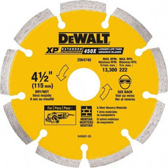 DeWALT - 4-1/2" Diam, 7/8" Arbor Hole Diam, Wet & Dry Cut Saw Blade - Diamond-Tipped, Standard Round Arbor - All Tool & Supply