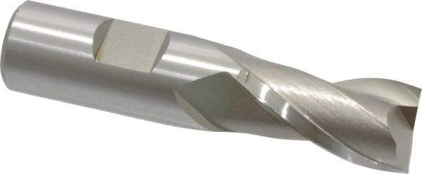 Hertel - 23/32", 1-5/16" LOC, 3/4" Shank Diam, 3-5/16" OAL, 2 Flute, High Speed Steel Square End Mill - Single End, Uncoated, Spiral Flute, 30° Helix, Centercutting, Right Hand Cut, Right Hand Flute - All Tool & Supply