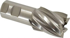 Hertel - 1-5/8", 2" LOC, 1-1/4" Shank Diam, 4-1/2" OAL, 6 Flute, High Speed Steel Square End Mill - Single End, Uncoated, Spiral Flute, 30° Helix, Right Hand Cut, Right Hand Flute - All Tool & Supply