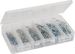 Value Collection - 100 Piece, 1/4 to 3/4" Pin Diam, Locking Cotter Pin Assortment - Spring Wire - All Tool & Supply