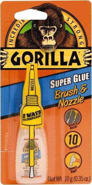 Gorilla Glue - 0.35 oz Bottle Clear Super Glue - 24 hr Full Cure Time, Bonds to Most Surfaces - All Tool & Supply