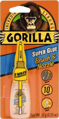 Gorilla Glue - 0.35 oz Bottle Clear Super Glue - 24 hr Full Cure Time, Bonds to Most Surfaces - All Tool & Supply