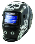 #41282 - Solar Powered Welding Helment; Black with Skull and Pistol Graphics - All Tool & Supply