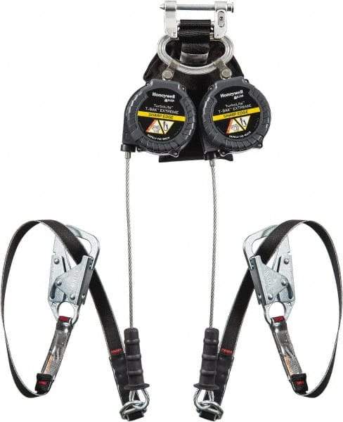 Miller - 11' Long, 420 Lb Capacity, Galvanized Steel Cable Fall Limiter - 3/16" Diam, Locking Snap Hook Connector, Aluminum Carabiner Connector with Integral Shock Pack, Metallic/Black - All Tool & Supply