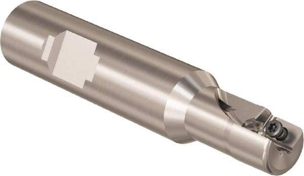 Seco - 1/2" Cut Diam, 9mm Max Depth of Cut, 5/8" Shank Diam, 58.4mm OAL, Indexable Square Shoulder Slot Milling End Mill - Weldon Shank, 90° Lead Angle, Through Coolant, Series R217.69 - All Tool & Supply