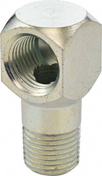 Umeta - 90° Head Angle, 1/8 PTF Steel Grease Fitting Adapter - 1/2" Hex, 1-1/8" Overall Height, Zinc Plated Finish - All Tool & Supply