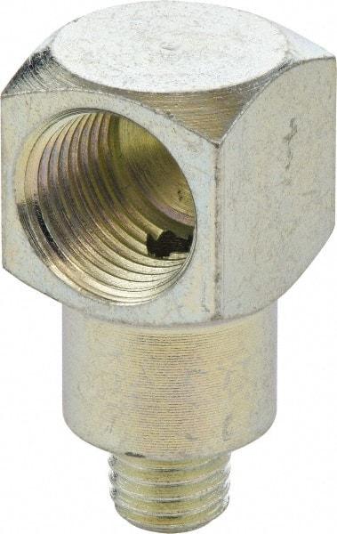 Umeta - 90° Head Angle, 1/4-28 PTF Steel Grease Fitting Adapter - 1/2" Hex, 1.0313" Overall Height, Zinc Plated Finish - All Tool & Supply