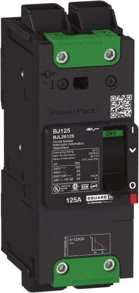 Square D - 80 Amp, 600Y/347 VAC, 2 Pole, Unit Mount B-Frame Circuit Breaker - Thermal-Magnetic Trip, 25 kA at 240 VAC, 18 kA at 277 VAC, 14 kA at 600Y/347 VAC Breaking Capacity, 14-3/0 AWG - All Tool & Supply