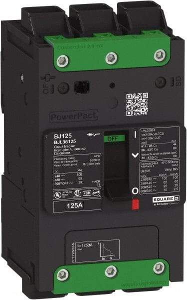 Square D - 110 Amp, 600Y/347 VAC, 3 Pole, Unit Mount B-Frame Circuit Breaker - Thermal-Magnetic Trip, 25 kA at 240 VAC, 18 kA at 277 VAC, 14 kA at 600Y/347 VAC Breaking Capacity, 14-3/0 AWG - All Tool & Supply