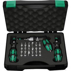 Wera - 28 Piece, 2-1/2 to 55 In/Lb, Ergo Cushion Grip Driver Adjustable Torque Limiting Screwdriver Kit - 1/4" Drive - All Tool & Supply