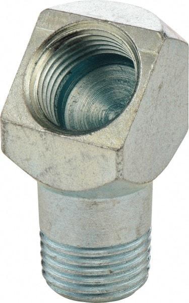 Umeta - 45° Head Angle, 1/8 PTF Steel Grease Fitting Adapter - 1/2" Hex, 1" Overall Height, Zinc Plated Finish - All Tool & Supply