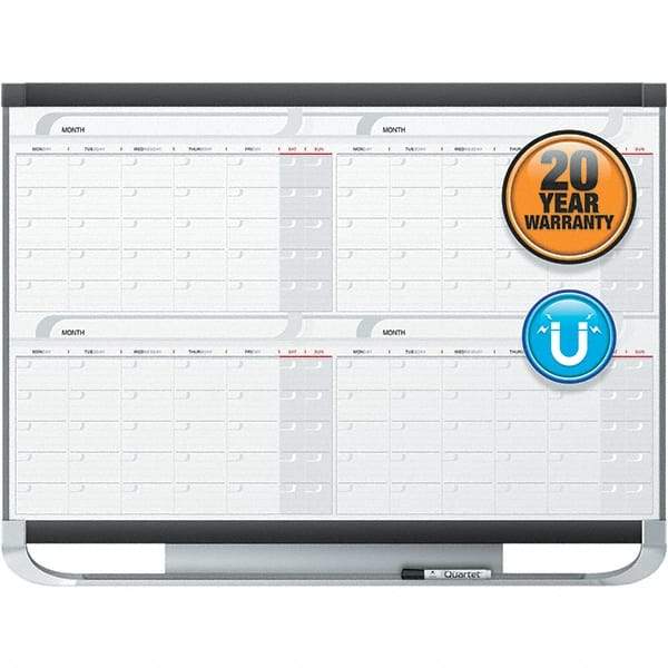 Quartet - 36" High x 48" Wide Magnetic Dry Erase Calendar - Fiberboard Frame, Includes Accessory Tray/Rail, Dry-Erase Marker & Mounting Kit - All Tool & Supply