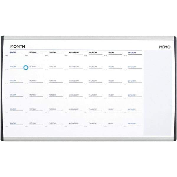 Quartet - 18" High x 30" Wide Magnetic Dry Erase Calendar - Steel, Includes Mounting Kit - All Tool & Supply