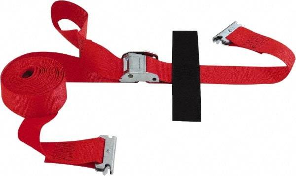 Snap-Loc - 16' Long x 2" Wide, 3,000 Lb Basket Capacity, Polyester & Steel Web Sling - 2" Diam Chain, Red, with Cambuckle Tie Down - All Tool & Supply