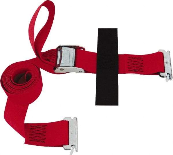 Snap-Loc - 8' Long x 2" Wide, 3,000 Lb Basket Capacity, Polyester & Steel Web Sling - 2" Diam Chain, Red, with Cambuckle Tie Down - All Tool & Supply