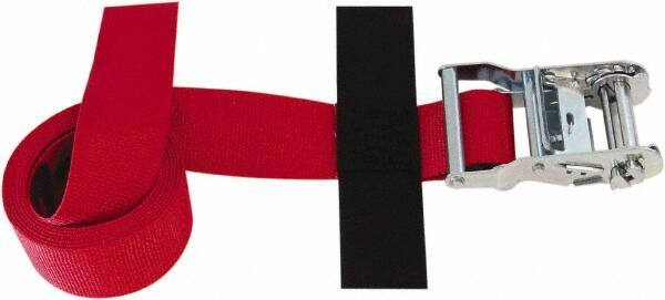 Snap-Loc - 8' Long x 2" Wide, 4,400 Lb Basket Capacity, Polyester & Steel Web Sling - Red, with Ratchet Tie Down - All Tool & Supply