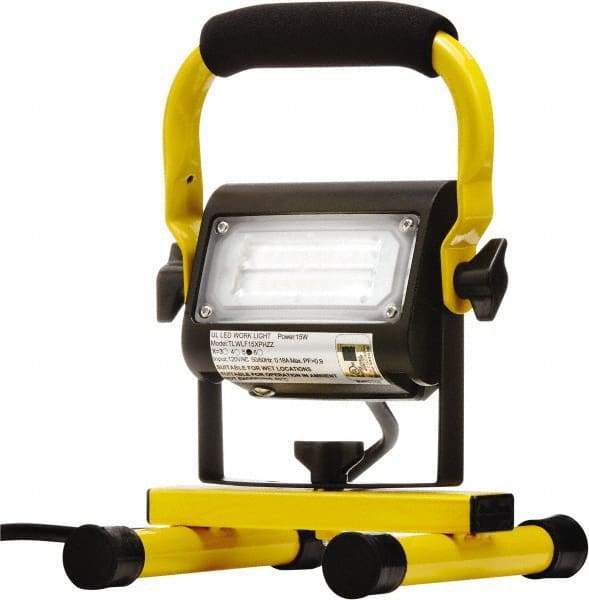 Probuilt Lighting - 120 Volt, 15 Watt, Electric, LED Portable Floor Work Light - 1,524mm Cord, 1 Head, Aluminum, 9" Long x 7" Wide x 6" High - All Tool & Supply