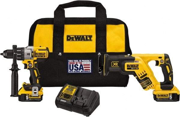 DeWALT - 20 Volt Cordless Tool Combination Kit - Includes Hammerdrill & Reciprocating Saw, Lithium-Ion Battery Included - All Tool & Supply