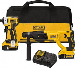 DeWALT - 20 Volt Cordless Tool Combination Kit - Includes 1/4" Brushless Impact Driver & SDS Plus Brushless Rotary Hammer, Lithium-Ion Battery Included - All Tool & Supply