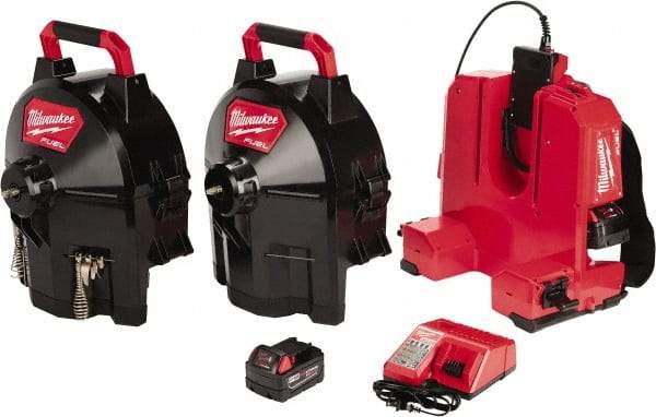 Milwaukee Tool - 18V Battery Battery Drain Cleaning Machine - For 1-1/4" to 4" Pipe, 50' Cable - All Tool & Supply