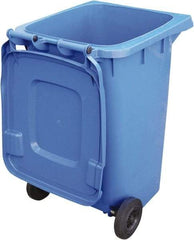 Vestil - 64 Gal Blue Rectangle Trash Can - Polyethylene, None Graphic, 39-15/16" High x 28-1/2" Long x 23-1/2" Wide, Lid Included - All Tool & Supply