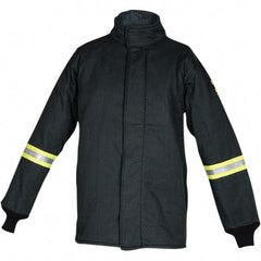 Oberon - Size L Arc Flash Coat - Black, Aramid, Zipper with Hook & Loop Flap Closure, 42" Chest - All Tool & Supply