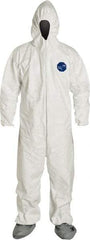 Dupont - Size 3XL Film Laminate General Purpose Coveralls - White, Zipper Closure, Elastic Cuffs, Elastic Ankles, Serged Seams - All Tool & Supply