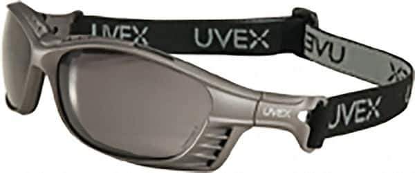 Uvex - Gray Lenses, Framed Safety Glasses - Anti-Fog, Black Polycarbonate Frame, Adjustable Temples, Size Universal, Wrap Around - All Tool & Supply