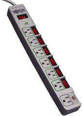 Tripp-Lite - 7 Outlets, 120 VAC15 Amps, 8' Cord, Power Outlet Strip - Floor, Keyhole Mount, 5-15 NEMA Configuration, 15" Strip - All Tool & Supply