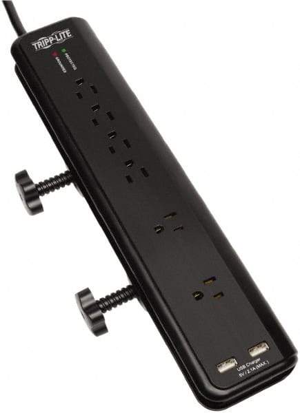 Tripp-Lite - 6 Outlets, 120 VAC15 Amps, 6' Cord, Power Outlet Strip - Floor, Keyhole Mount, 5-15 NEMA Configuration, 2-1/2" Strip - All Tool & Supply