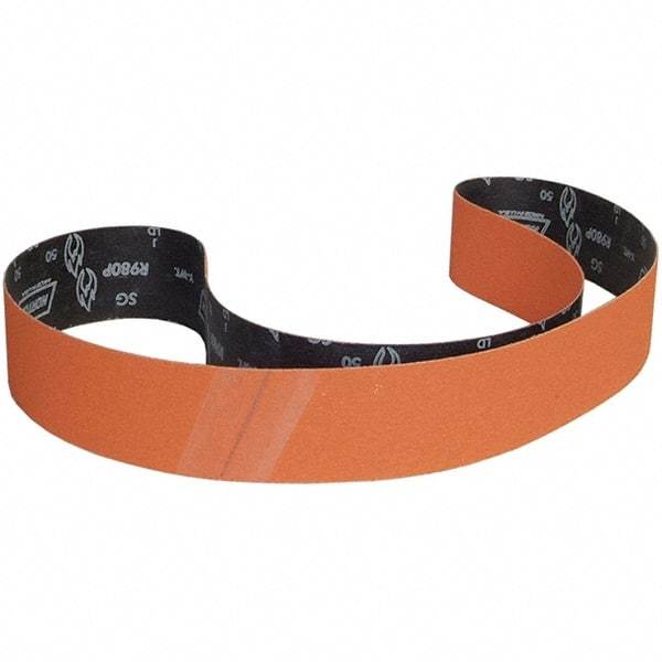 Norton - 3" Wide x 90" OAL, 36 Grit, Ceramic Abrasive Belt - Ceramic, Coated, Y Weighted Cloth Backing - All Tool & Supply