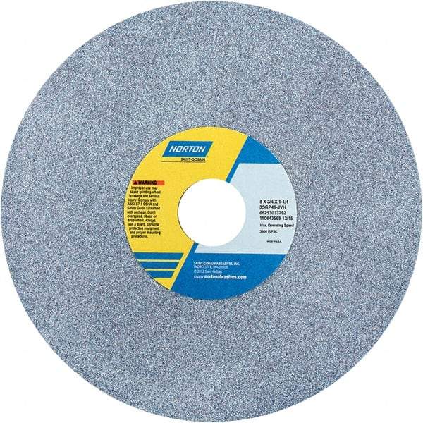 Norton - 8" Diam x 1-1/4" Hole x 3/4" Thick, J Hardness, 46 Grit Surface Grinding Wheel - Ceramic, Type 1, Coarse Grade, 3,600 Max RPM - All Tool & Supply