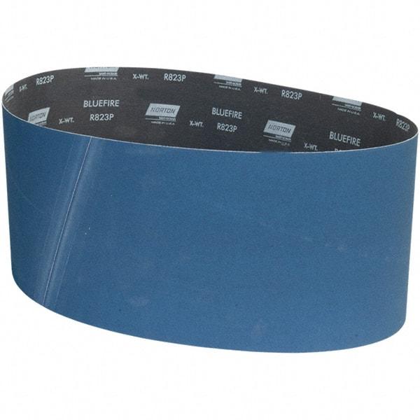 Norton - 9" Wide x 60" OAL, 220 Grit, Zirconia Alumina Abrasive Belt - Zirconia Alumina, Coated, X Weighted Cloth Backing - All Tool & Supply