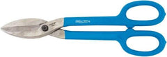 Channellock - 3" Length of Cut, Straight Pattern Tinner's Snip - 12.6" OAL, Dipped Vinyl Handle, High Carbon Steel Blade - All Tool & Supply