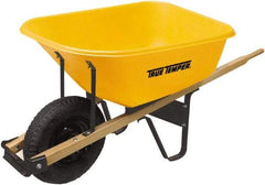 True Temper - 6 Cu Ft Capacity Wheelbarrow with 16" Pneumatic Wheel - Hardwood Handle, 60" Long x 30" Wide x 27" High, Yellow - All Tool & Supply