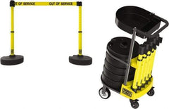 Banner Stakes - 42-1/2" High Plastic Pedestrian Barrier - 15' Long Rope - All Tool & Supply