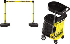 Banner Stakes - 42-1/2" High Plastic Pedestrian Barrier - 15' Long Rope - All Tool & Supply