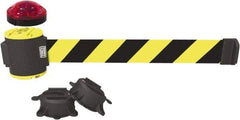 Banner Stakes - 7" High x 30' Long x 2" Wide Magnetic Wall Mount Barrier - Plastic & Polyester, Matte Finish, Yellow/Black, Used As Is - All Tool & Supply