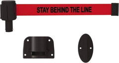 Banner Stakes - 6.61" High x 15' Long x 2" Wide Wall Mount Barrier - Plastic & Polyester, Matte Finish, Red, Used As Is - All Tool & Supply